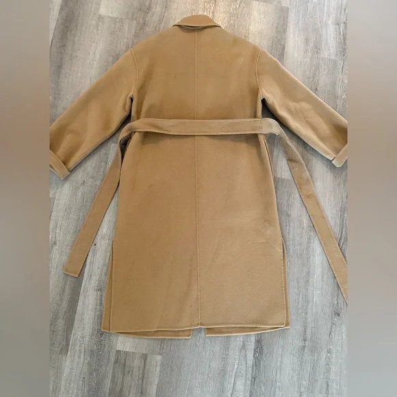 Olive UK Classic Tan Camel Wool Trench Coat with Belt - Picture 12 of 13